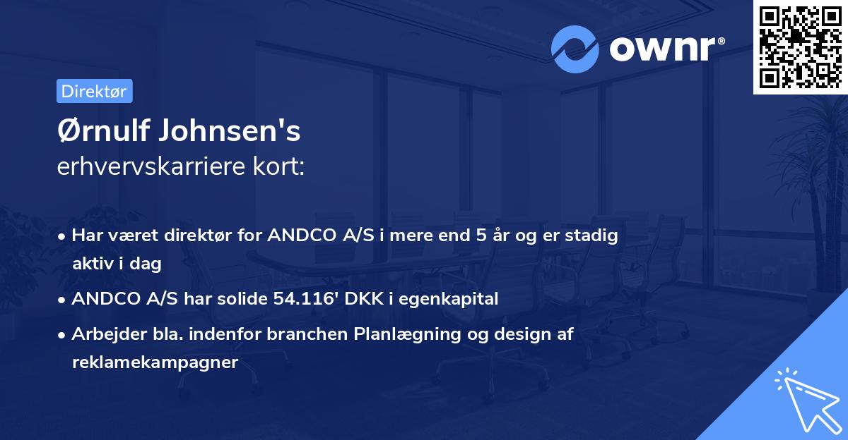 Ørnulf Johnsen's erhvervskarriere kort