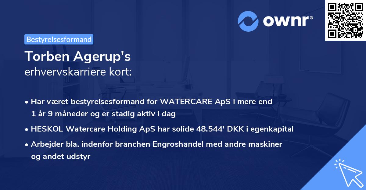 Torben Agerup's erhvervskarriere kort