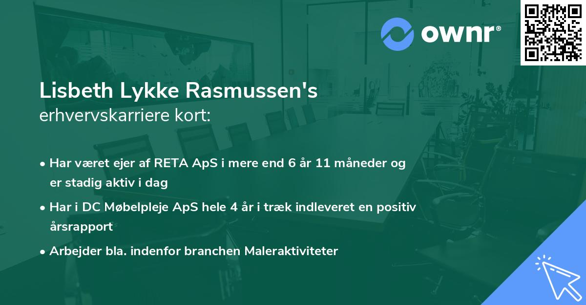 Lisbeth Lykke Rasmussen's erhvervskarriere kort