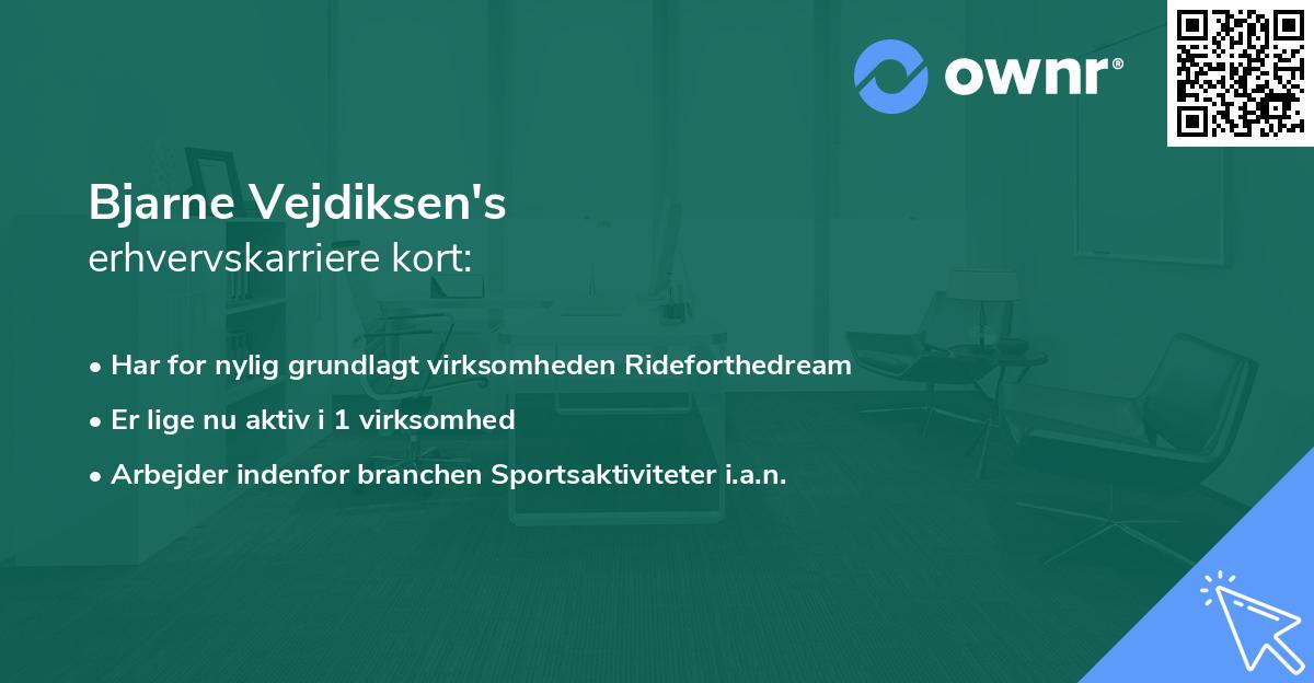 Bjarne Vejdiksen's erhvervskarriere kort