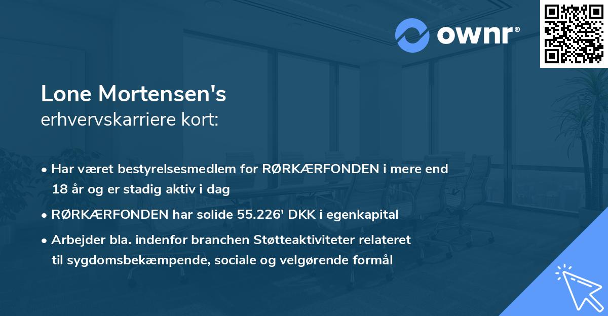 Lone Mortensen's erhvervskarriere kort