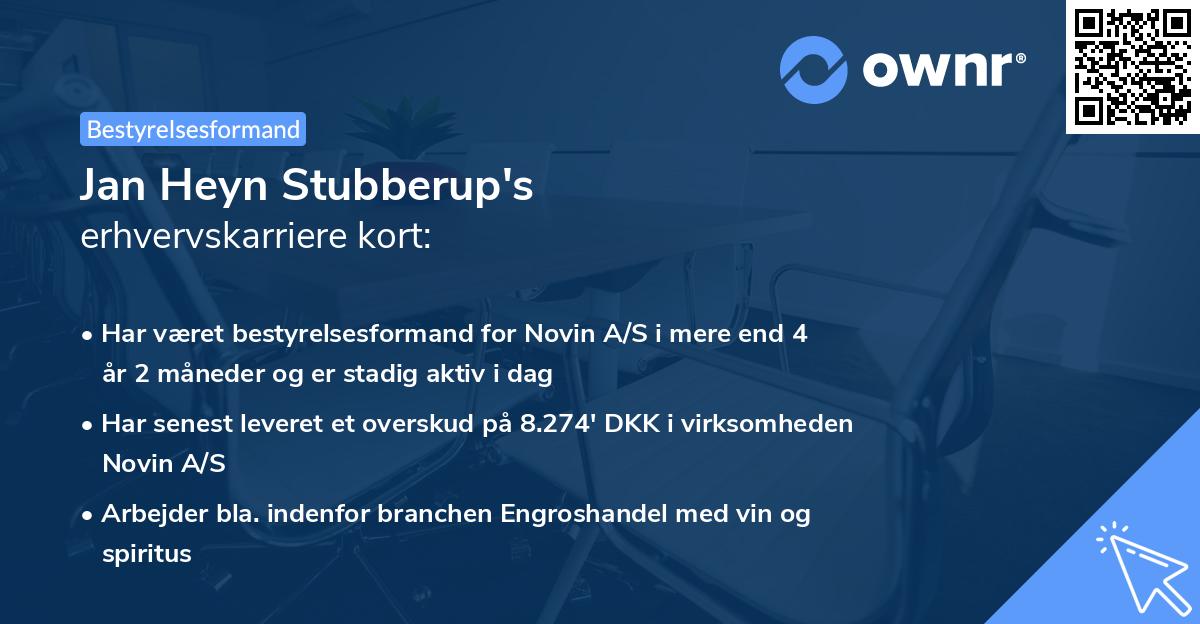 Jan Heyn Stubberup's erhvervskarriere kort