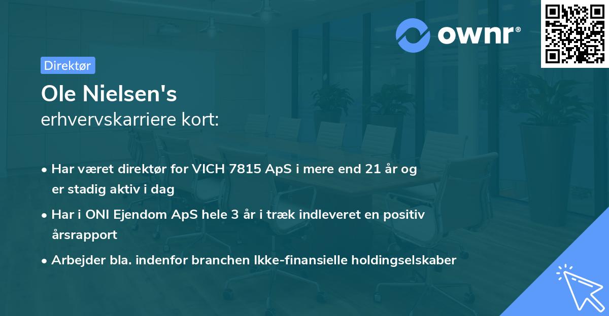 Ole Nielsen's erhvervskarriere kort