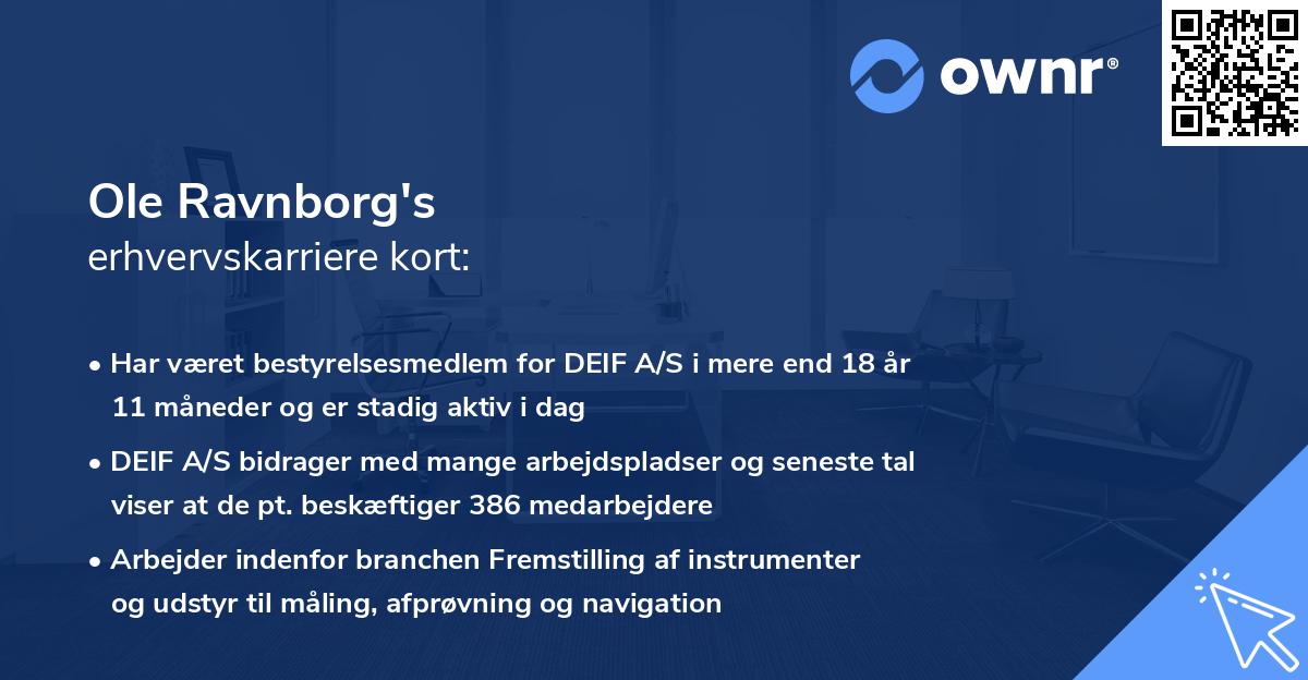 Ole Ravnborg's erhvervskarriere kort