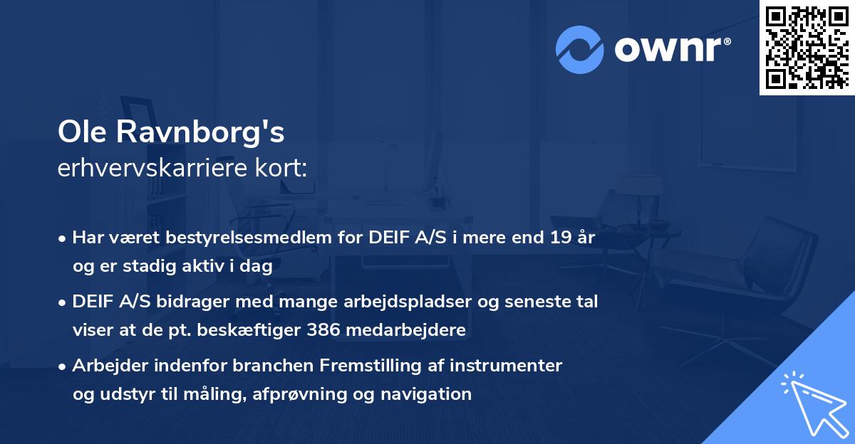 Ole Ravnborg's erhvervskarriere kort
