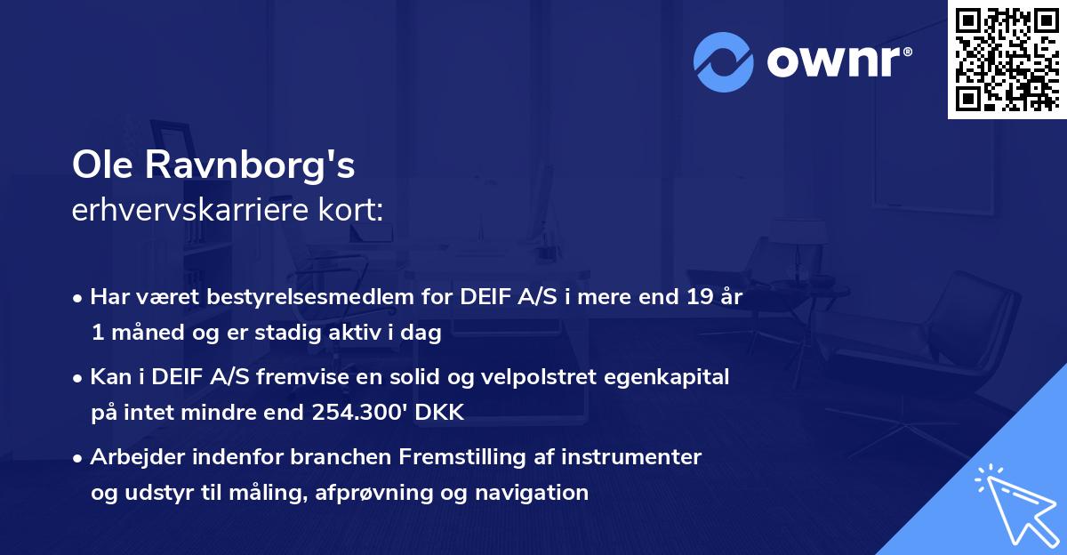 Ole Ravnborg's erhvervskarriere kort