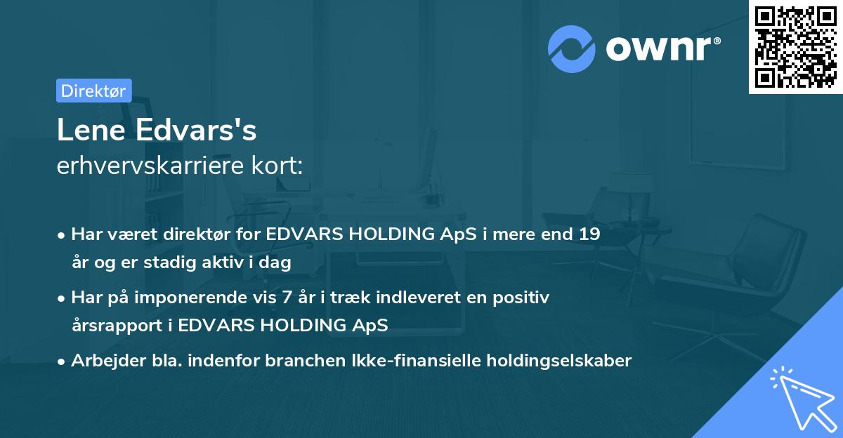 Lene Edvars's erhvervskarriere kort