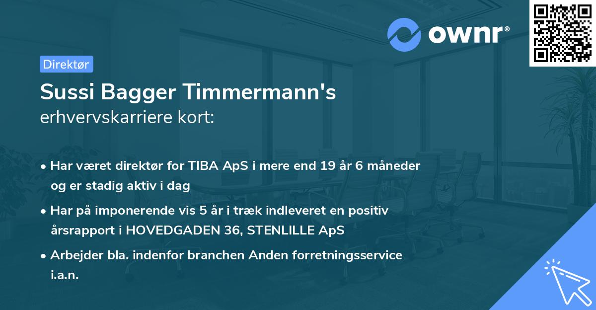 Sussi Bagger Timmermann's erhvervskarriere kort