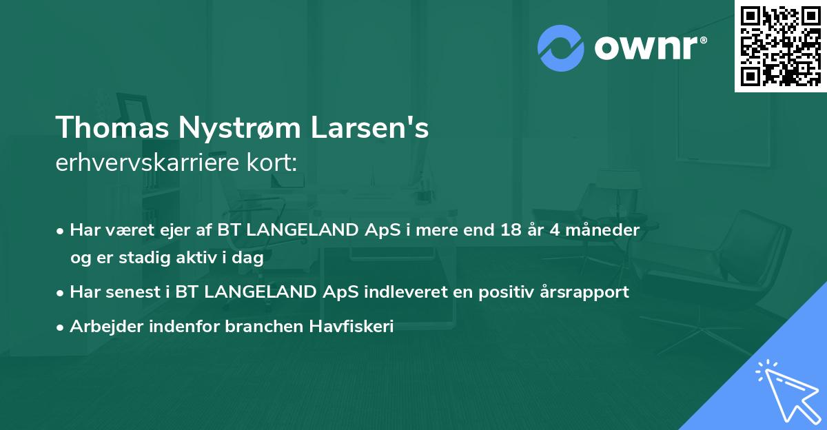 Thomas Nystrøm Larsen's erhvervskarriere kort