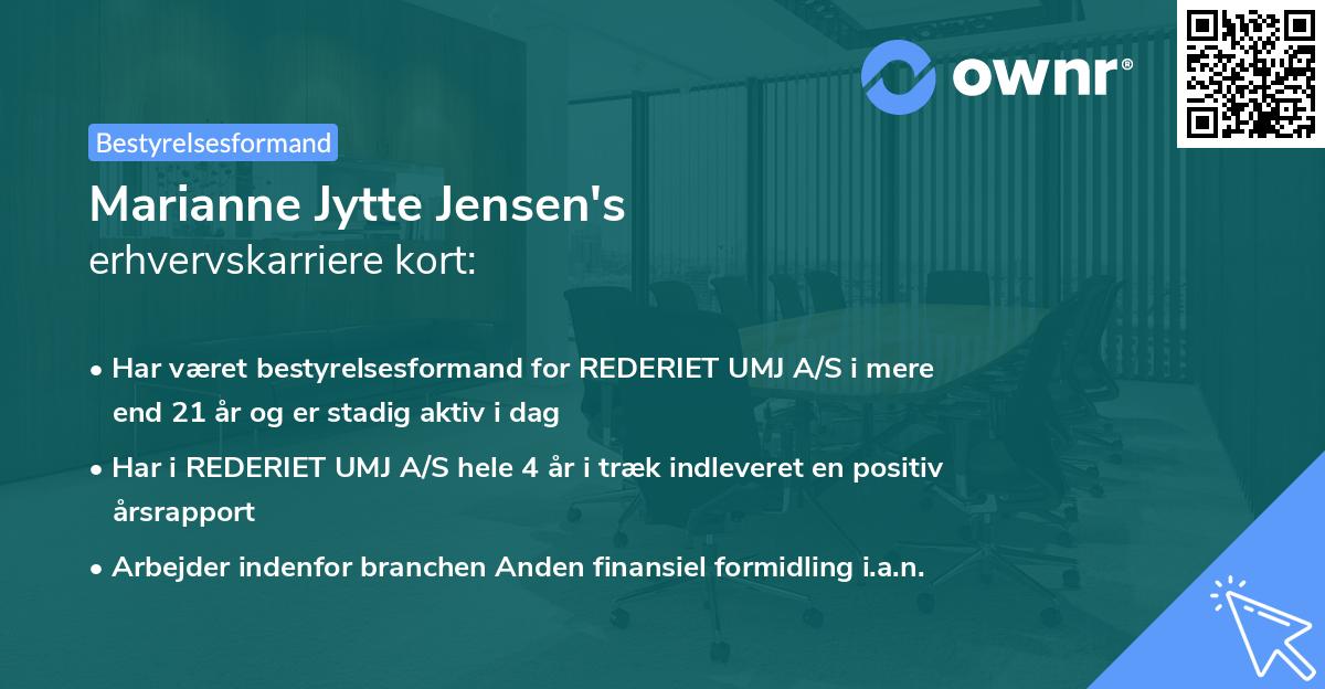 Marianne Jytte Jensen's erhvervskarriere kort