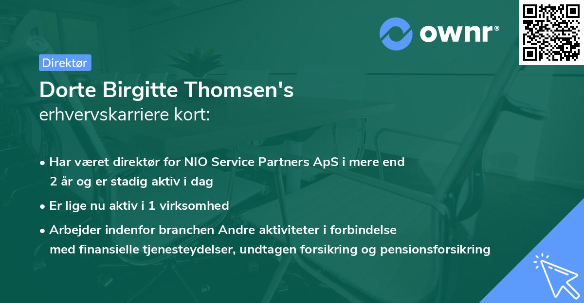 Dorte Birgitte Thomsen's erhvervskarriere kort