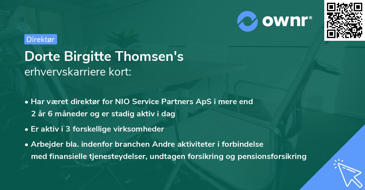 Dorte Birgitte Thomsen's erhvervskarriere kort