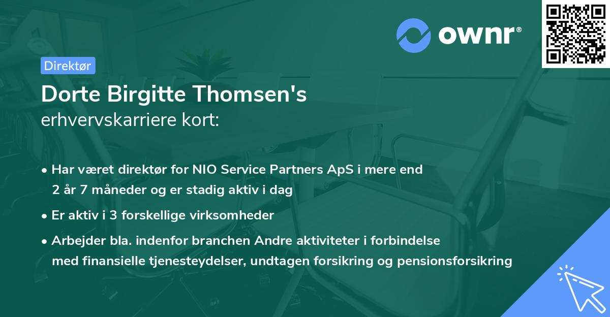 Dorte Birgitte Thomsen's erhvervskarriere kort