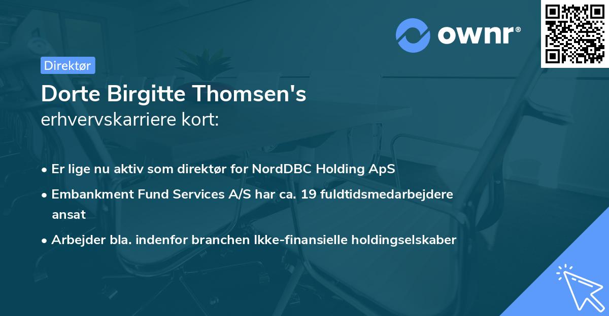 Dorte Birgitte Thomsen's erhvervskarriere kort