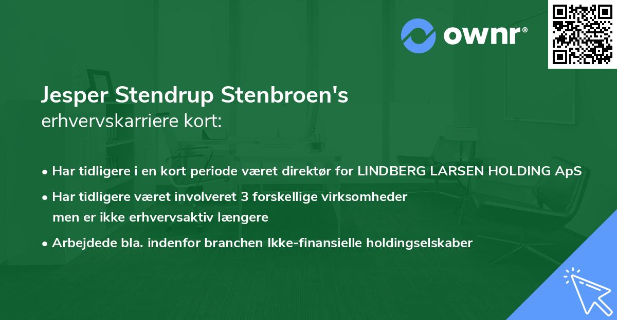 Jesper Stendrup Stenbroen's erhvervskarriere kort