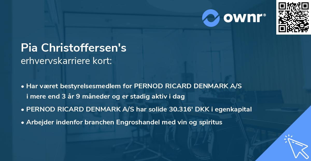 Pia Christoffersen's erhvervskarriere kort