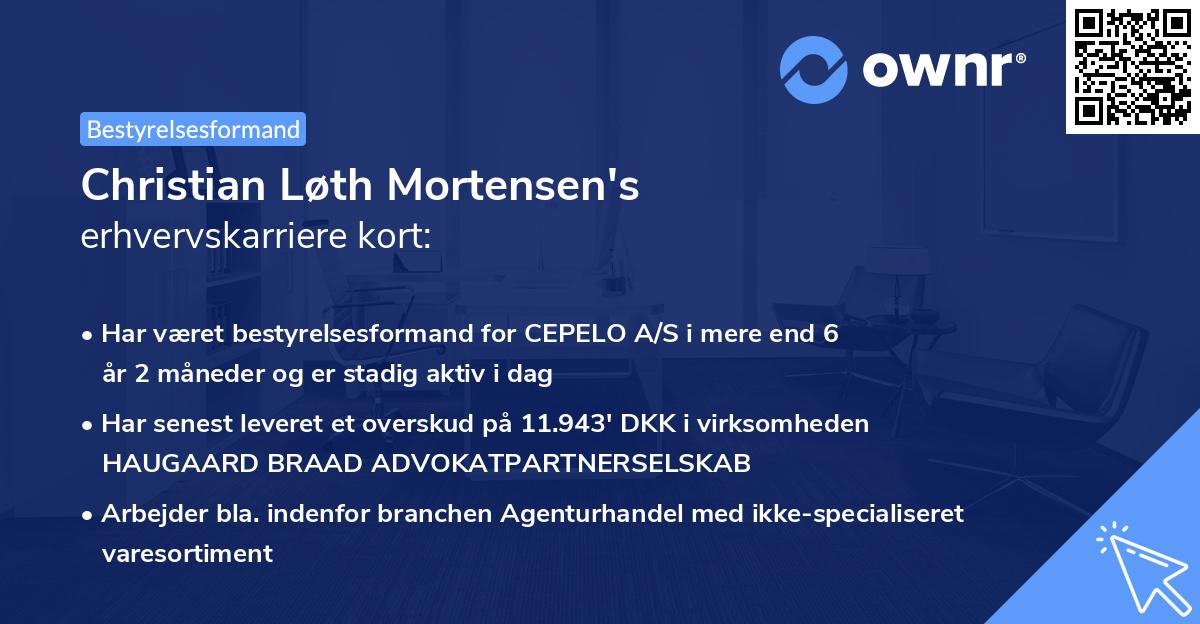Christian Løth Mortensen's erhvervskarriere kort