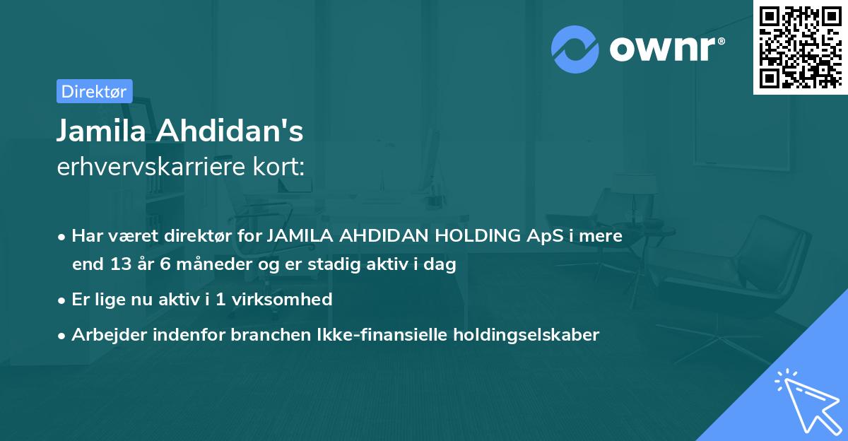 Jamila Ahdidan's erhvervskarriere kort