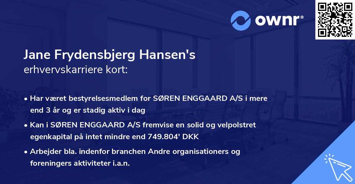 Jane Frydensbjerg Hansen's erhvervskarriere kort
