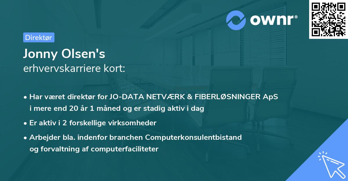 Jonny Olsen's erhvervskarriere kort