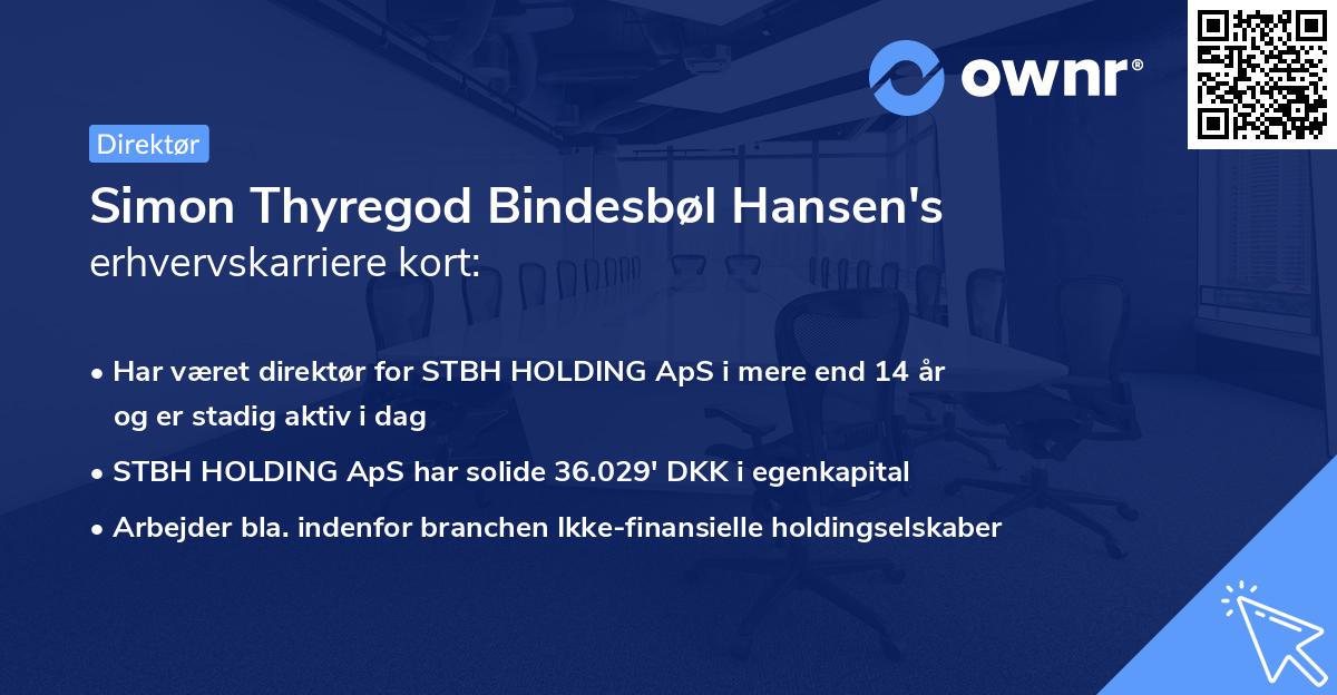 Simon Thyregod Bindesbøl Hansen's erhvervskarriere kort