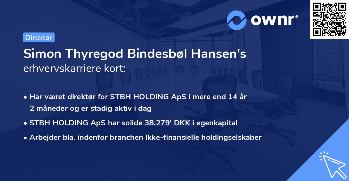 Simon Thyregod Bindesbøl Hansen's erhvervskarriere kort