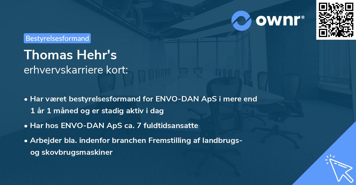 Thomas Hehr's erhvervskarriere kort