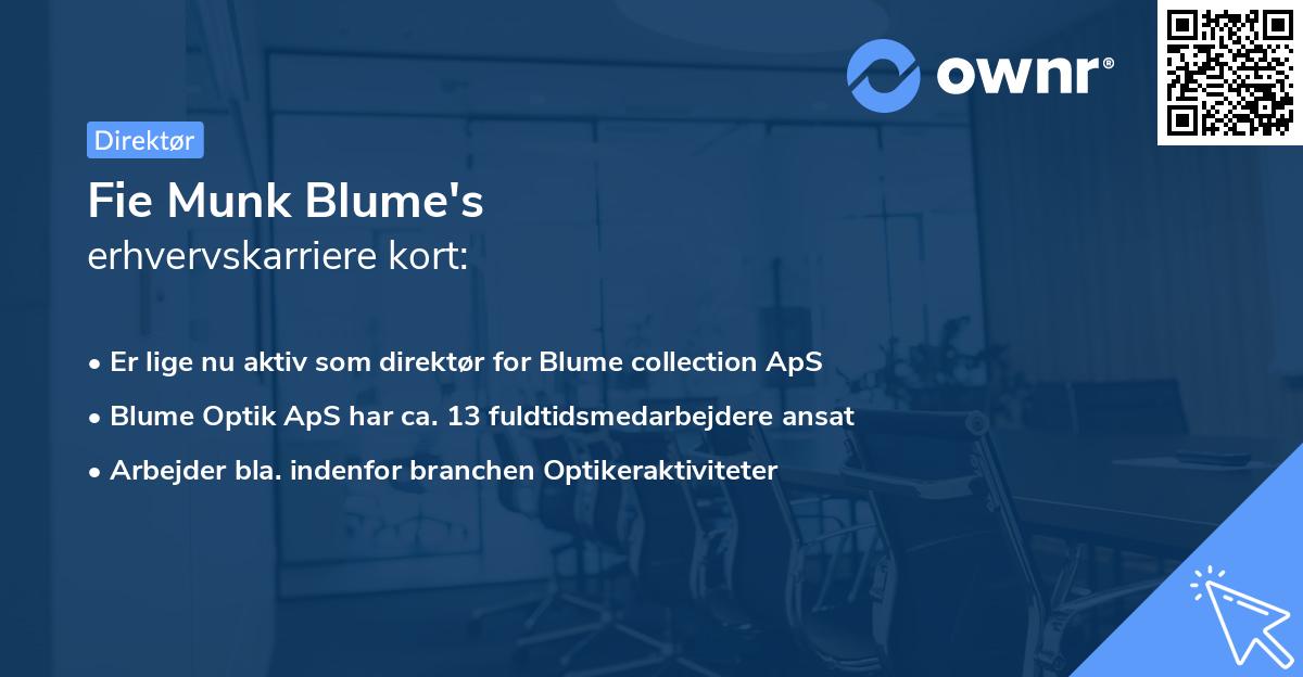 Fie Munk Blume's erhvervskarriere kort