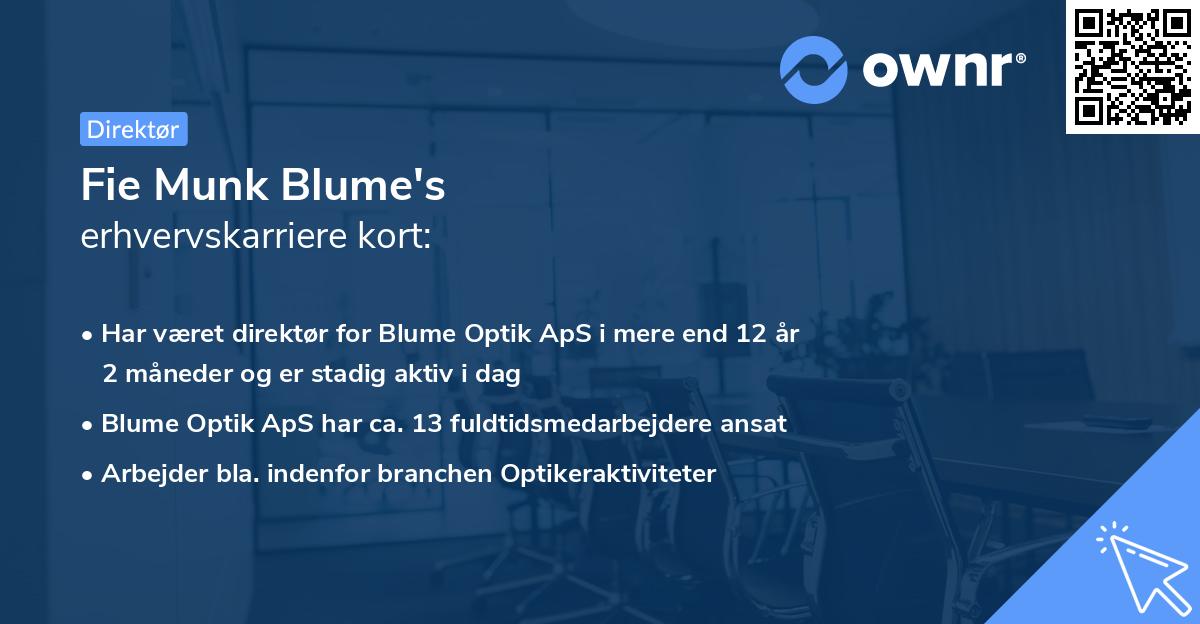 Fie Munk Blume's erhvervskarriere kort