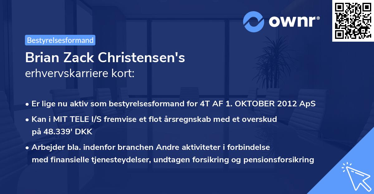 Brian Zack Christensen's erhvervskarriere kort