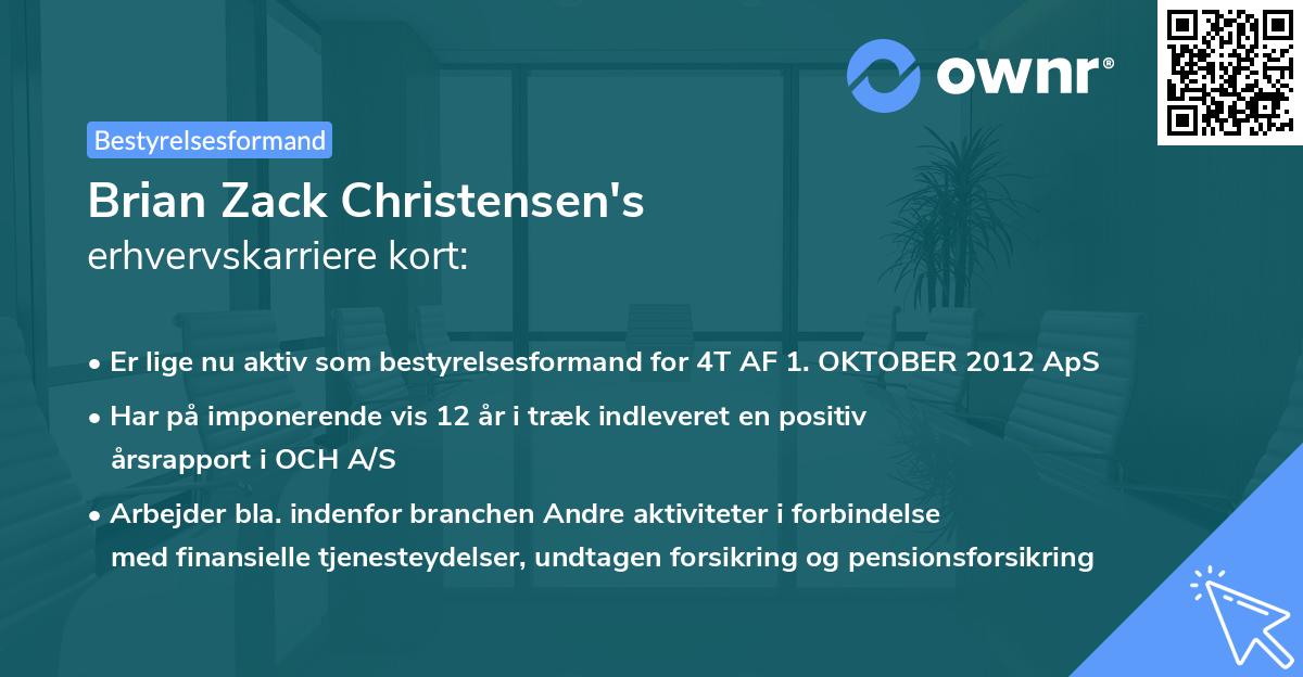 Brian Zack Christensen's erhvervskarriere kort