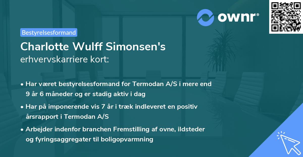 Charlotte Wulff Simonsen's erhvervskarriere kort