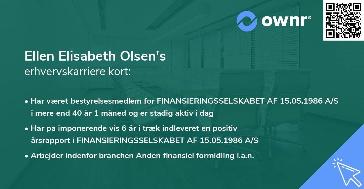 Ellen Elisabeth Olsen's erhvervskarriere kort