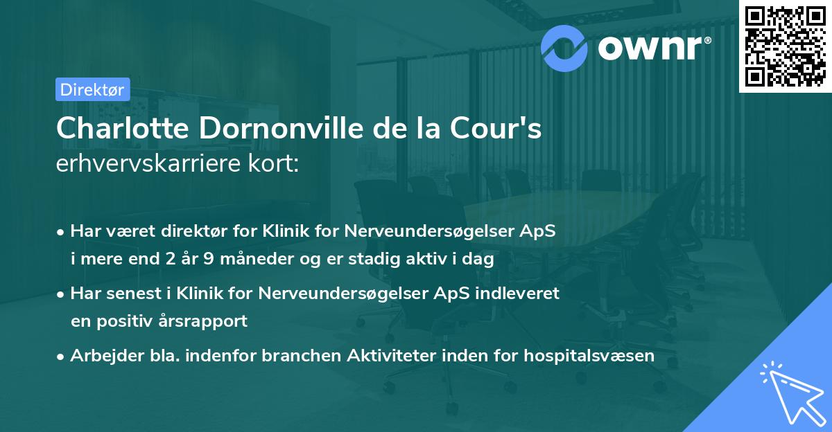 Charlotte Dornonville de la Cour's erhvervskarriere kort