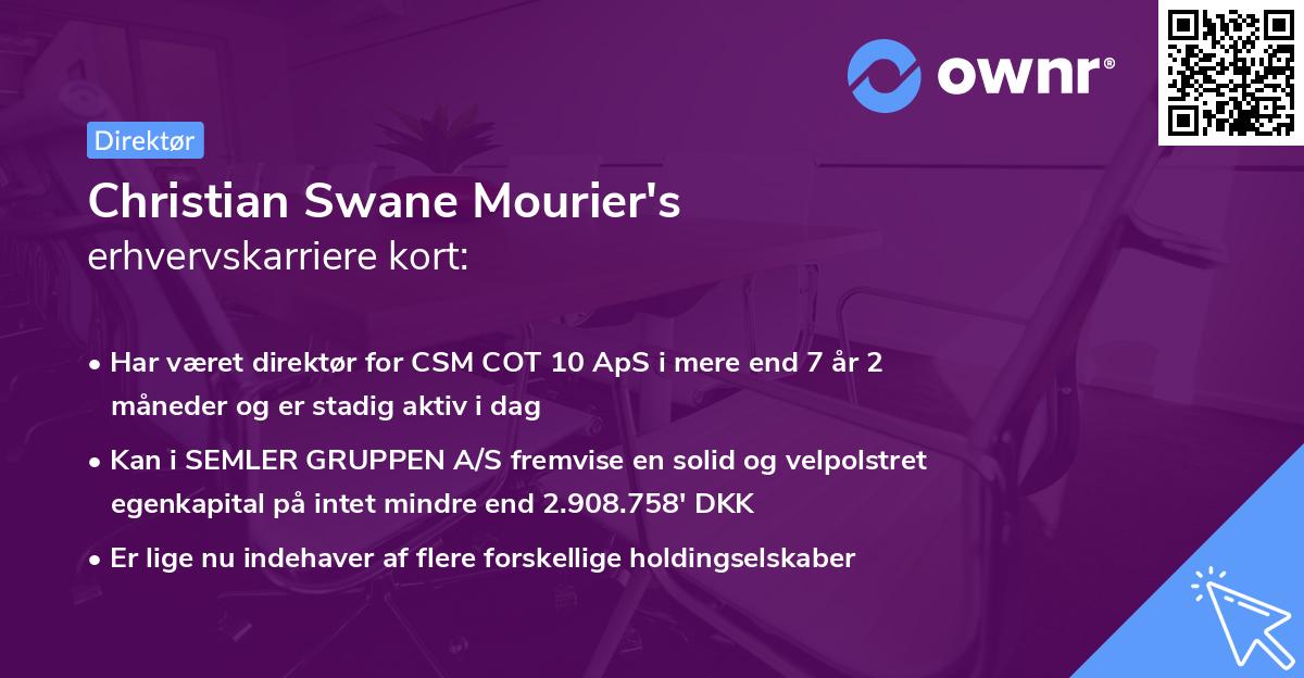 Christian Swane Mourier's erhvervskarriere kort