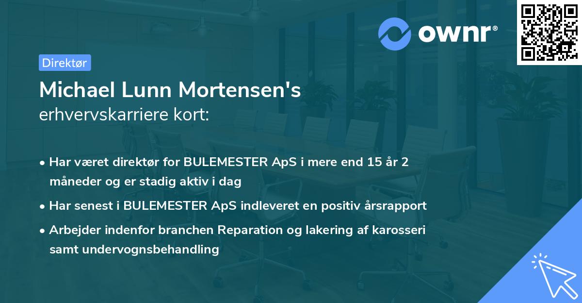 Michael Lunn Mortensen's erhvervskarriere kort