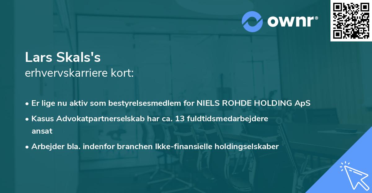Lars Skals's erhvervskarriere kort