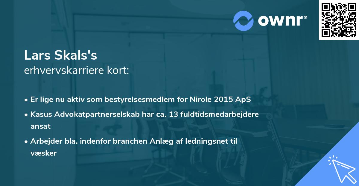 Lars Skals's erhvervskarriere kort