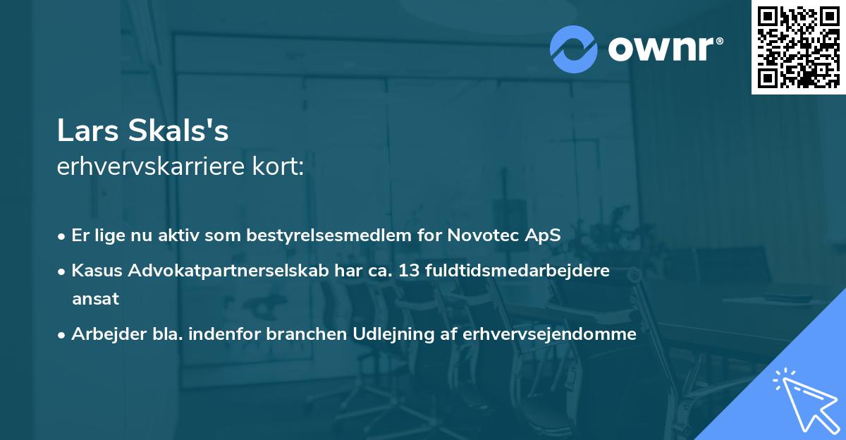 Lars Skals's erhvervskarriere kort
