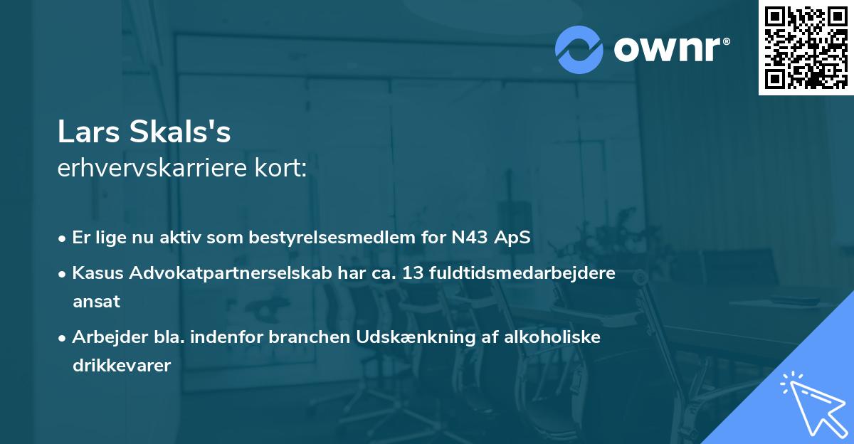 Lars Skals's erhvervskarriere kort