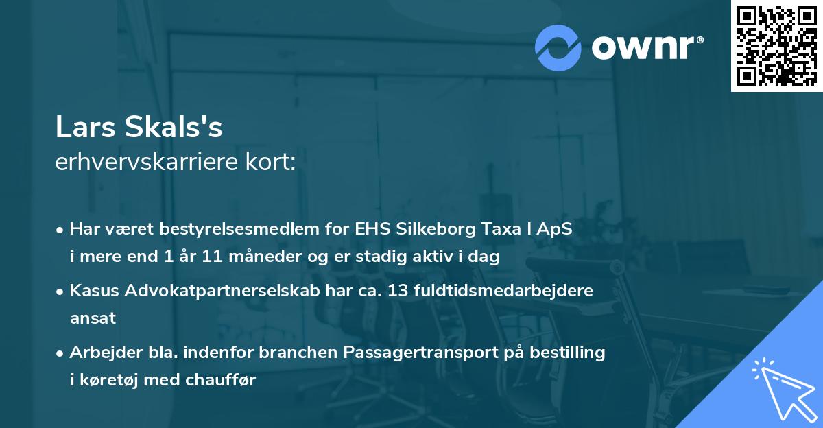 Lars Skals's erhvervskarriere kort