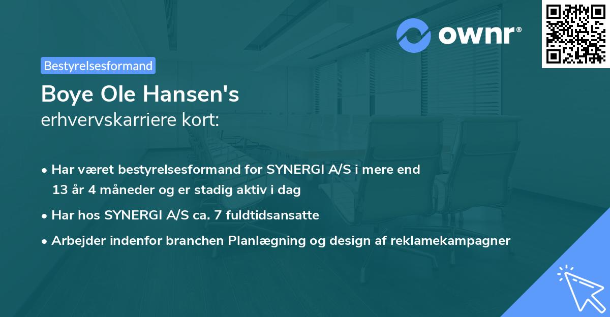 Boye Ole Hansen's erhvervskarriere kort