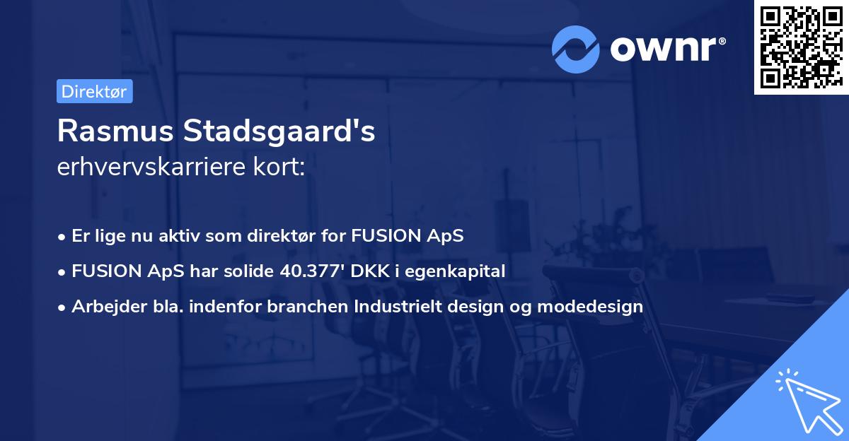 Rasmus Stadsgaard's erhvervskarriere kort