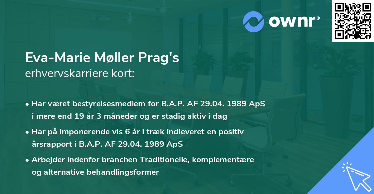 Eva-Marie Møller Prag's erhvervskarriere kort