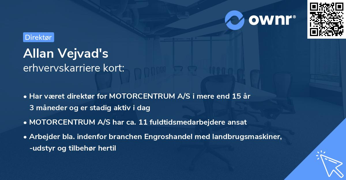 Allan Vejvad's erhvervskarriere kort