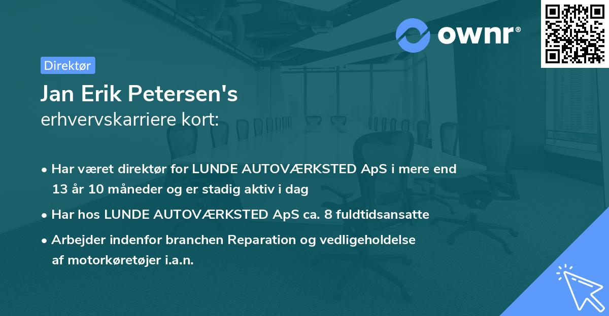 Jan Erik Petersen's erhvervskarriere kort