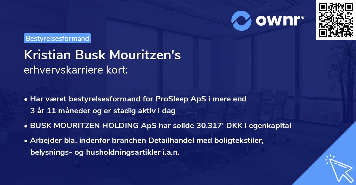 Kristian Busk Mouritzen's erhvervskarriere kort