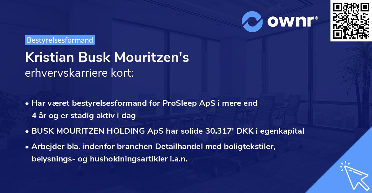 Kristian Busk Mouritzen's erhvervskarriere kort