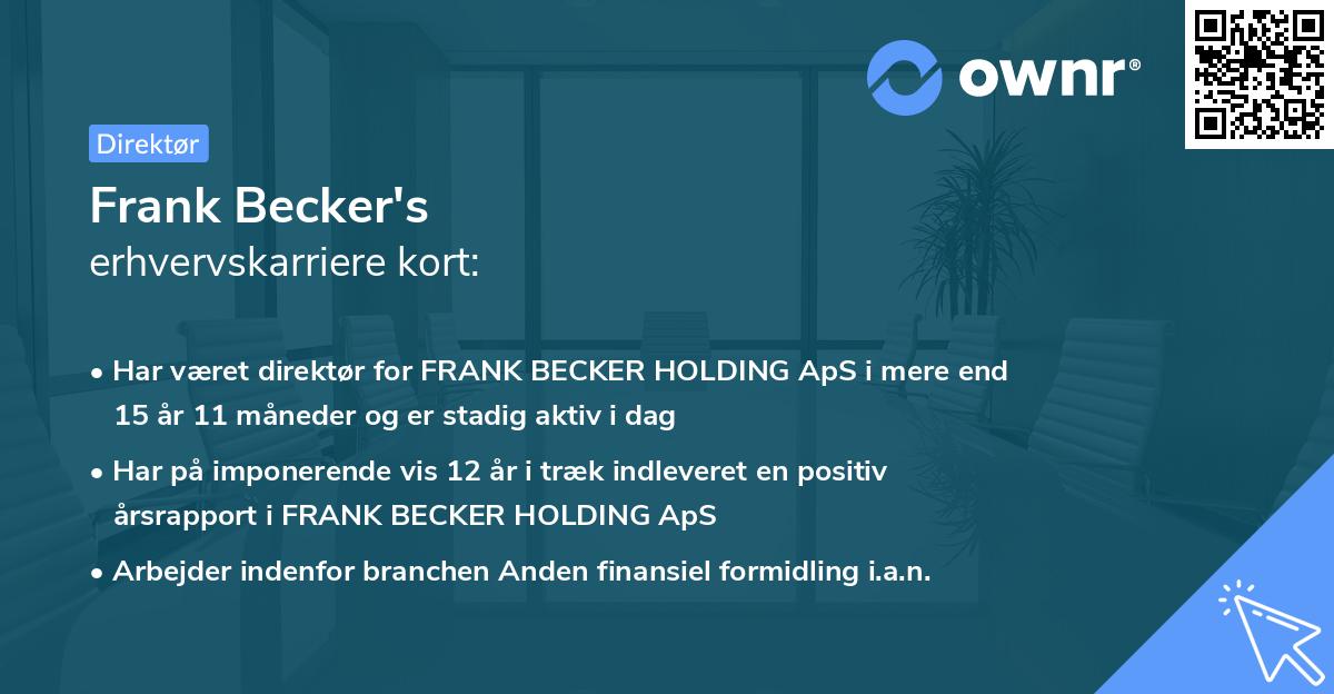 Frank Becker's erhvervskarriere kort