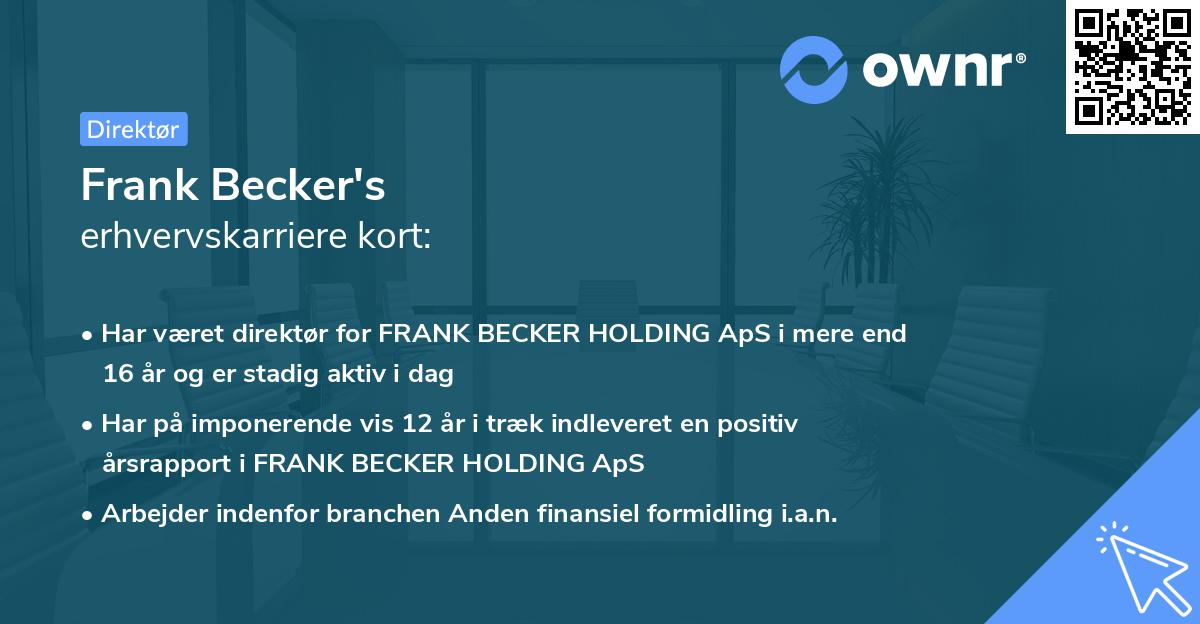 Frank Becker's erhvervskarriere kort